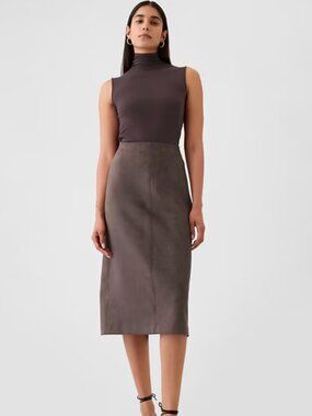 NWT Gap Vegan Suede Midi Skirt